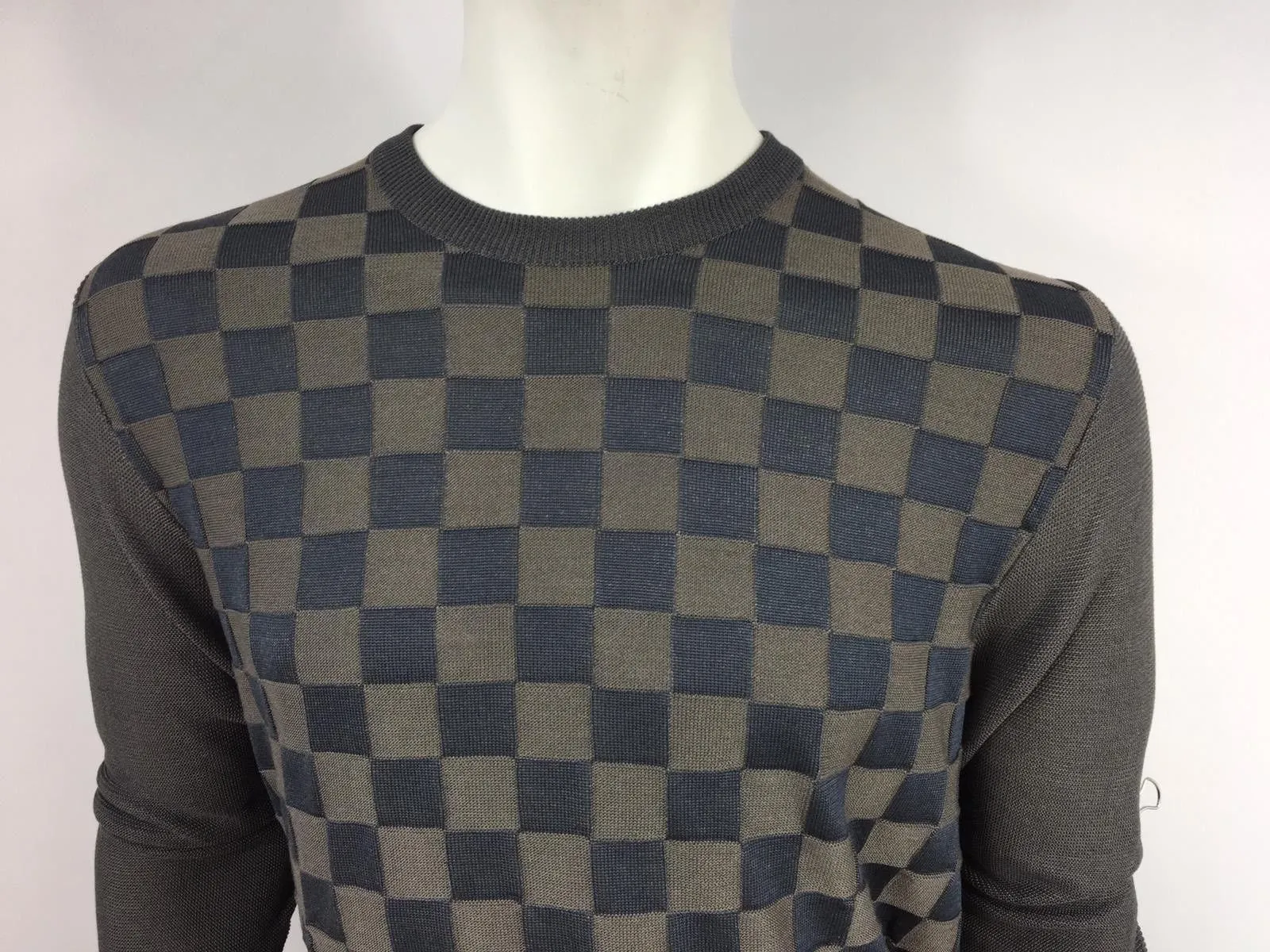 100% Silk Damier Crewneck