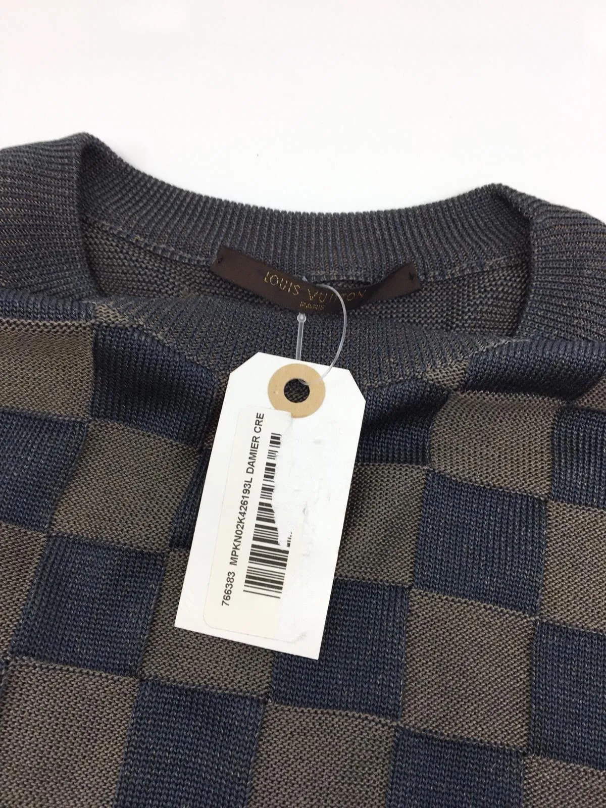 100% Silk Damier Crewneck