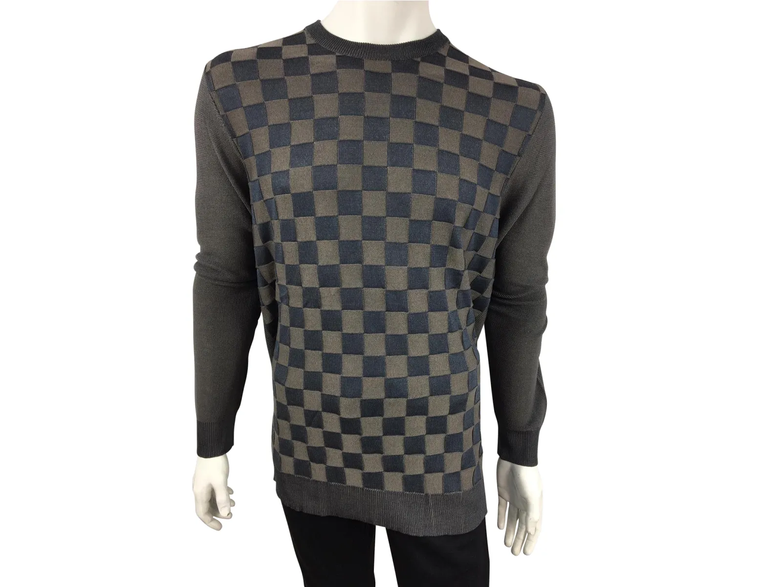 100% Silk Damier Crewneck