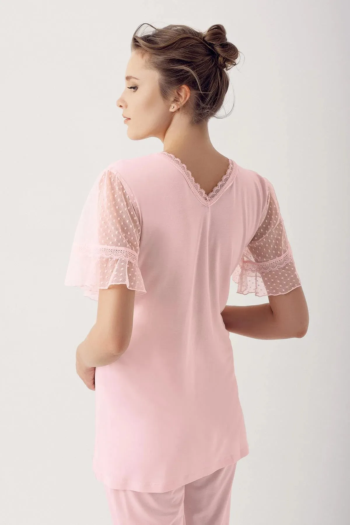 3 pcs Maternity Robe Pajamas Set- pink