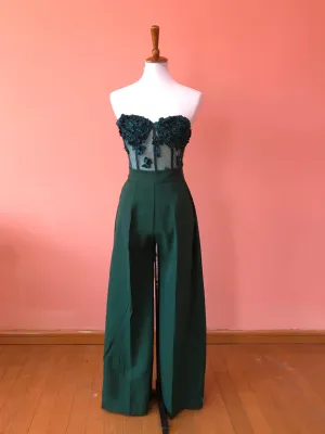 3D Flower Bustier Set and Wide Leg Pants