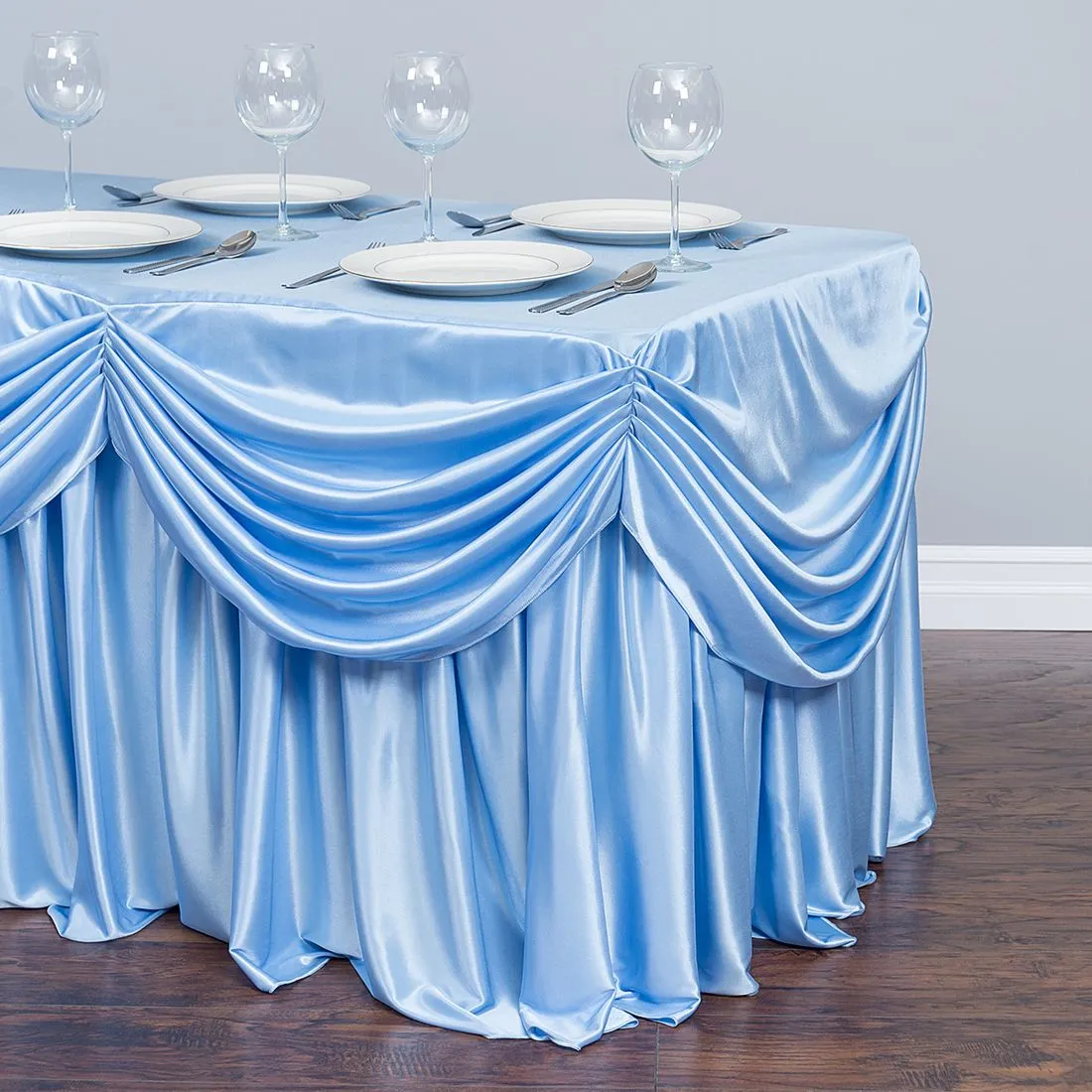 8 ft. Drape Chiffon All-In-1 Tablecloth/Pleated Skirt (8 Colors)