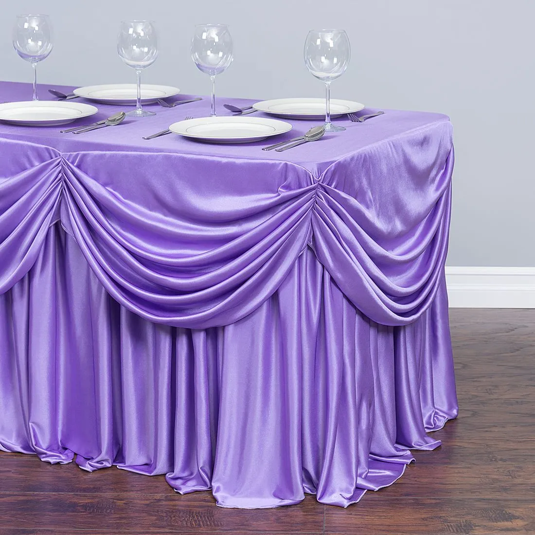 8 ft. Drape Chiffon All-In-1 Tablecloth/Pleated Skirt (8 Colors)