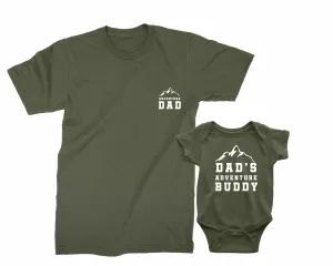 Adventure Dad & Dad's Adventure Buddy. Father's Day gift for Father, Son, Daughter, Baby. Matching dad baby shirts. Father Son matching tees