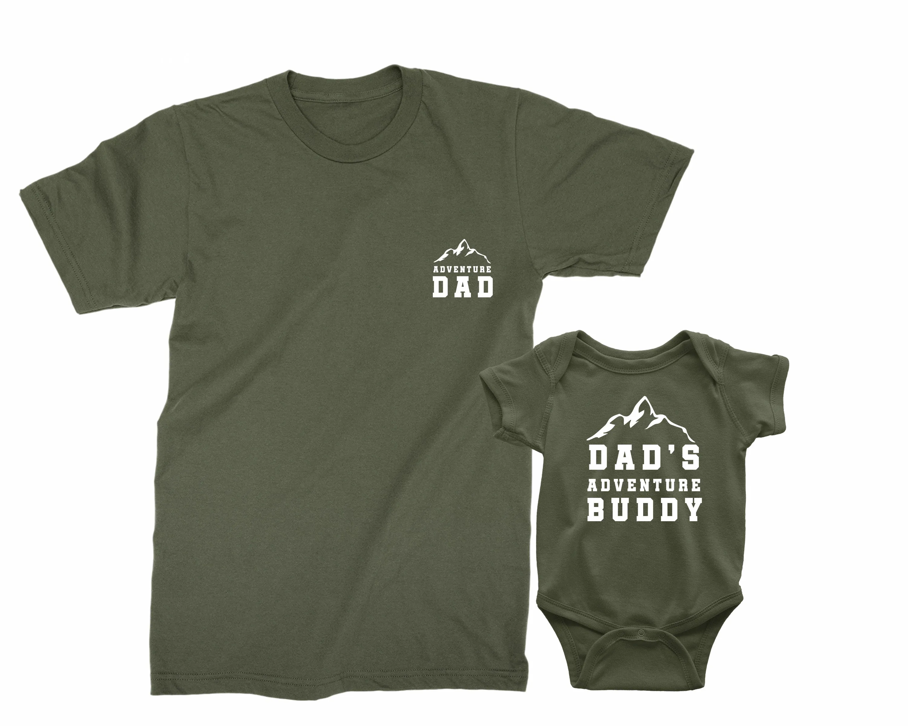 Adventure Dad & Dad's Adventure Buddy. Father's Day gift for Father, Son, Daughter, Baby. Matching dad baby shirts. Father Son matching tees