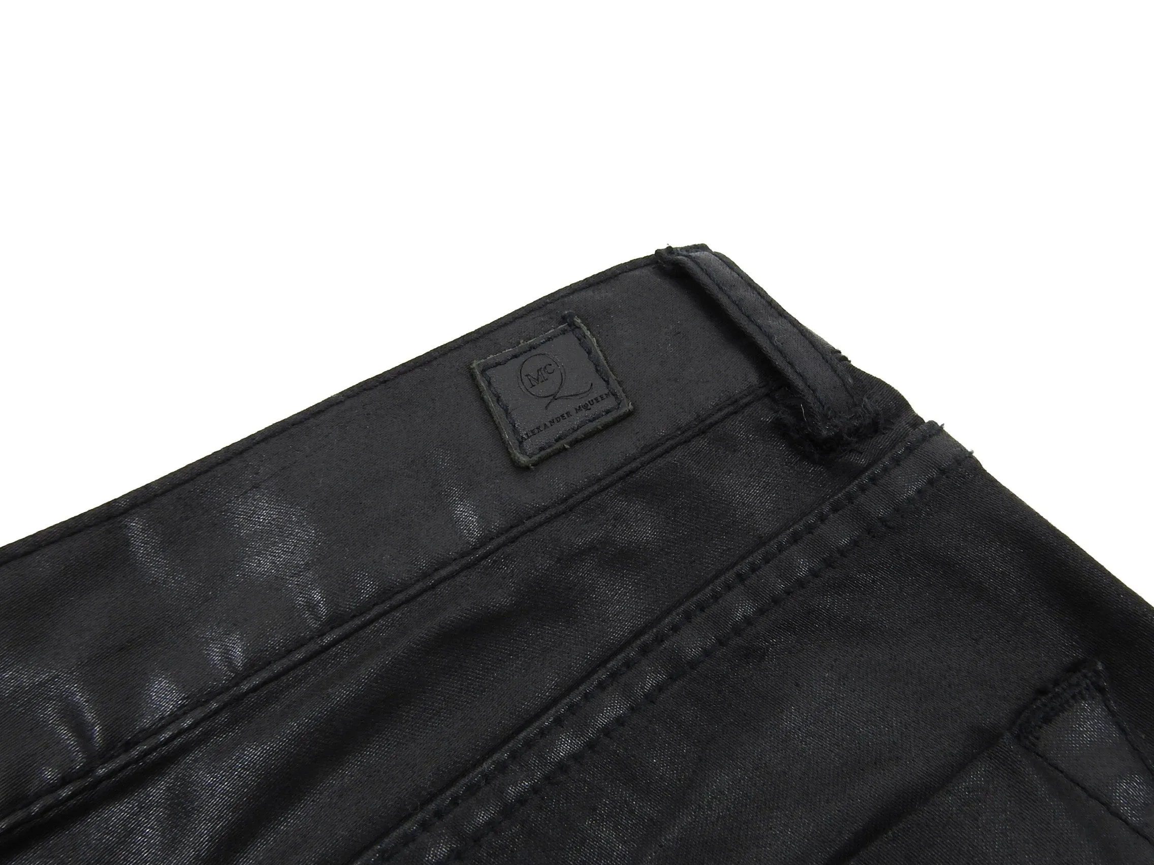 Alexander McQueen Waxed Denim Black Pants - 31