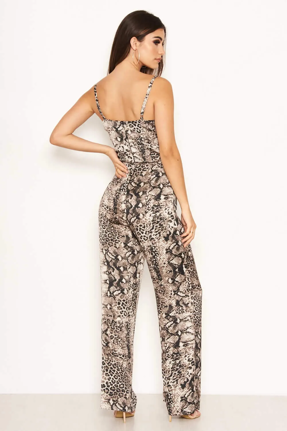 Animal Print Cowl Neck Jumpsuit