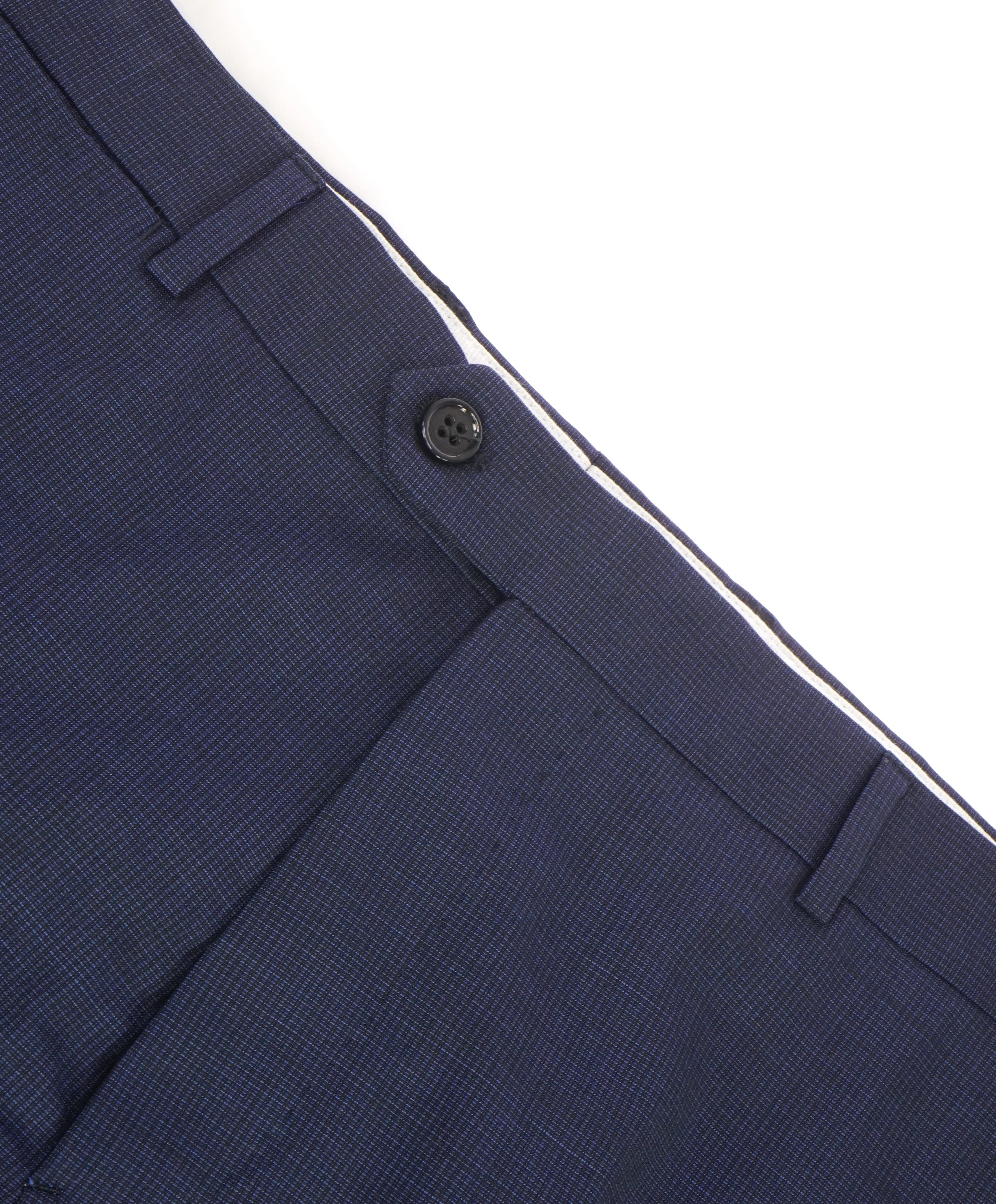 ARMANI COLLEZIONI - Tonal Micro Check Blue Flat Front Dress Pants - 38W
