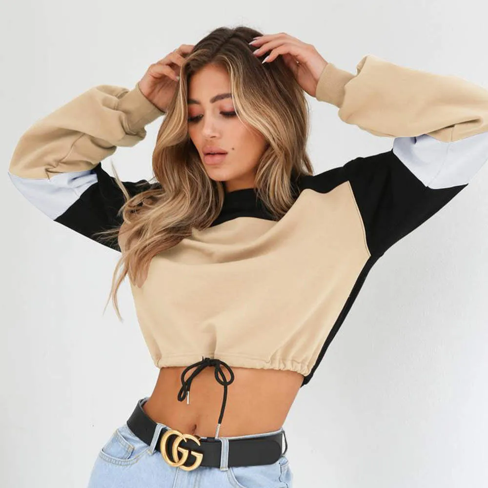 Autumn and Winter Women's New Autumn Dress Stitching Round Neck Tie Sweater