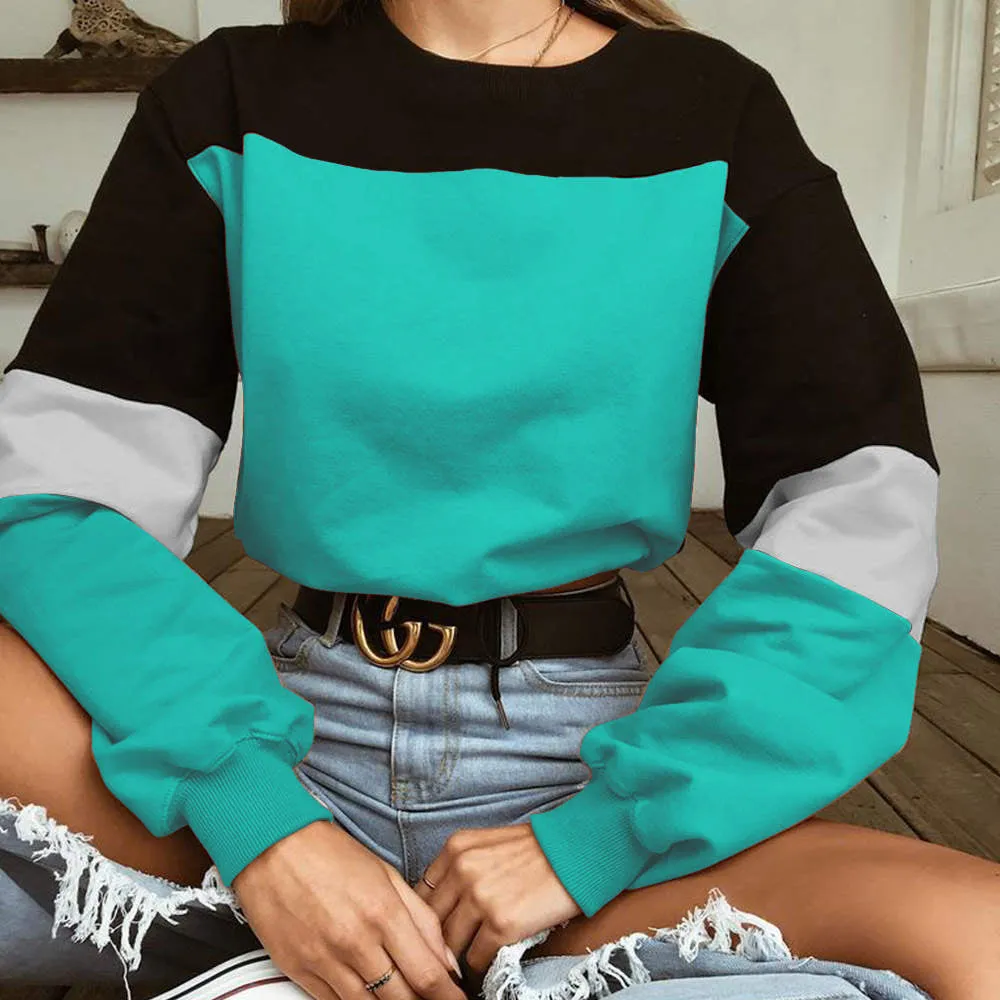 Autumn and Winter Women's New Autumn Dress Stitching Round Neck Tie Sweater