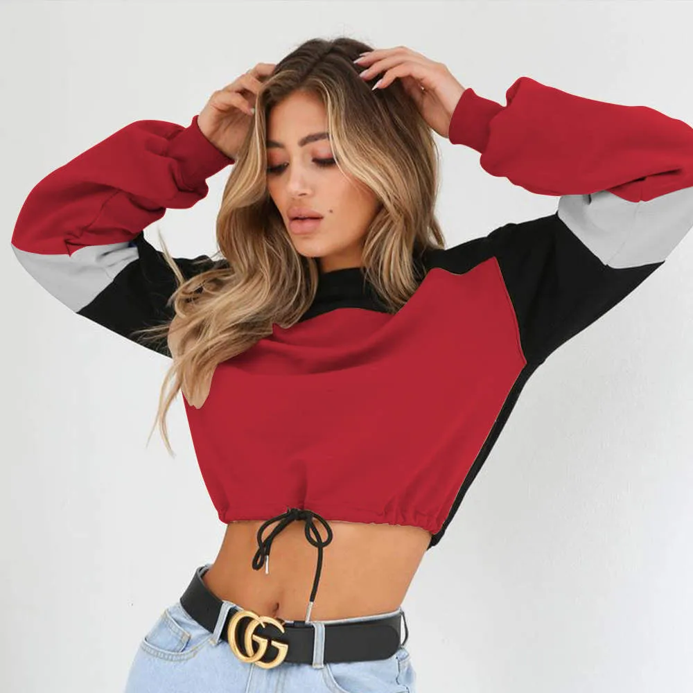 Autumn and Winter Women's New Autumn Dress Stitching Round Neck Tie Sweater