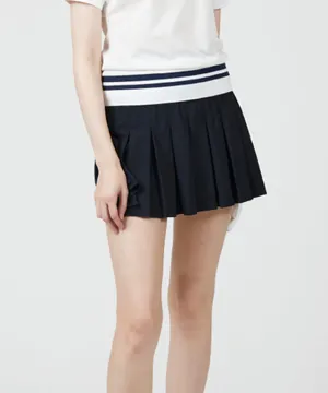 AVEN Women's  Banded Pleated Skirt - Black