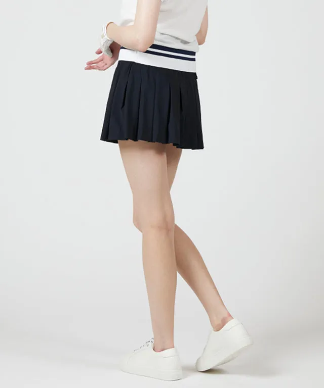 AVEN Women's  Banded Pleated Skirt - Black
