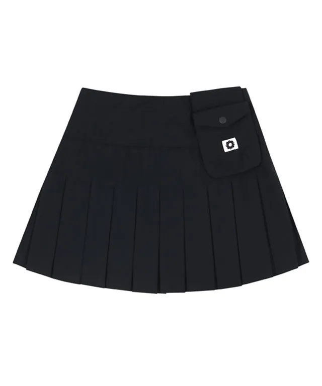 AVEN Women's  Banded Pleated Skirt - Black