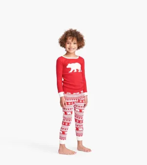 Bear Fair Isle Kids Applique Pajama Set