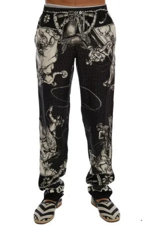 Black Sicilian Western Cowboy Silk Pants