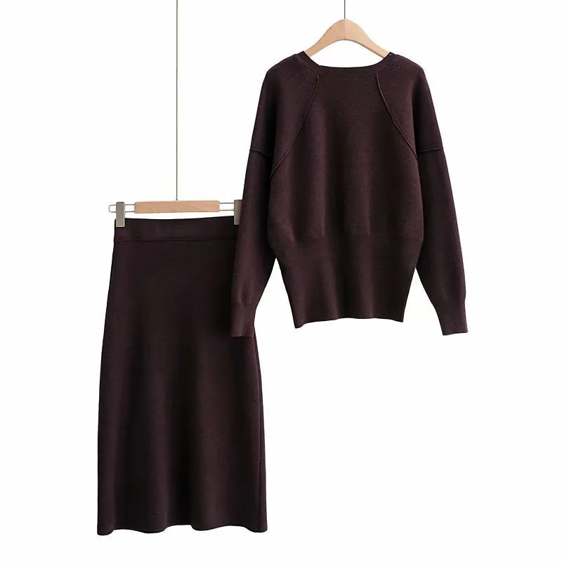 Black Splicing Oversize Sweatshirts Bodycon Skirt Midi Dresses Two Pieces