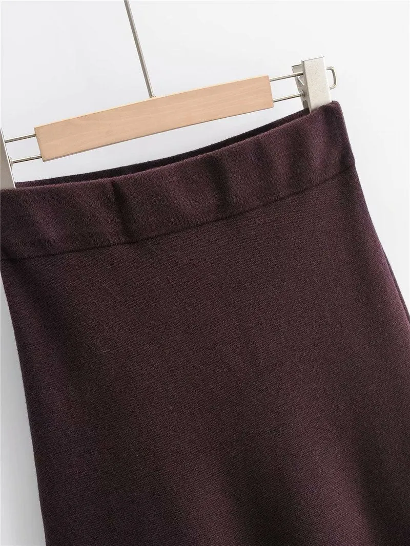 Black Splicing Oversize Sweatshirts Bodycon Skirt Midi Dresses Two Pieces