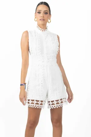 Blaine Romper Guipure Lace in White