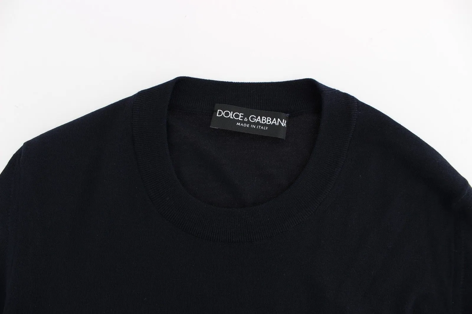 Blue Crewneck Wool Sweater Pullover Top