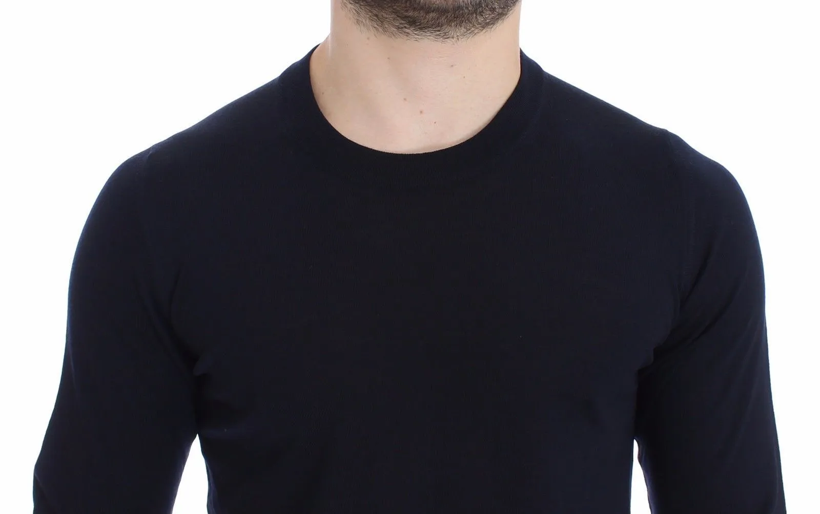 Blue Crewneck Wool Sweater Pullover Top