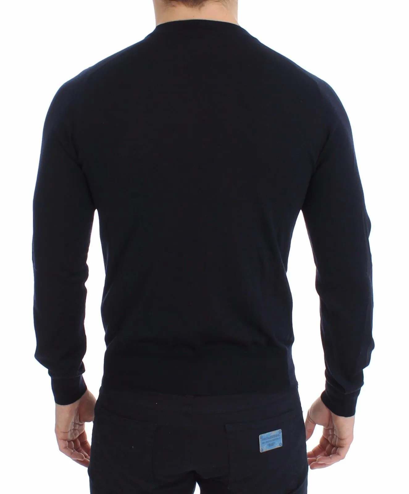 Blue Crewneck Wool Sweater Pullover Top