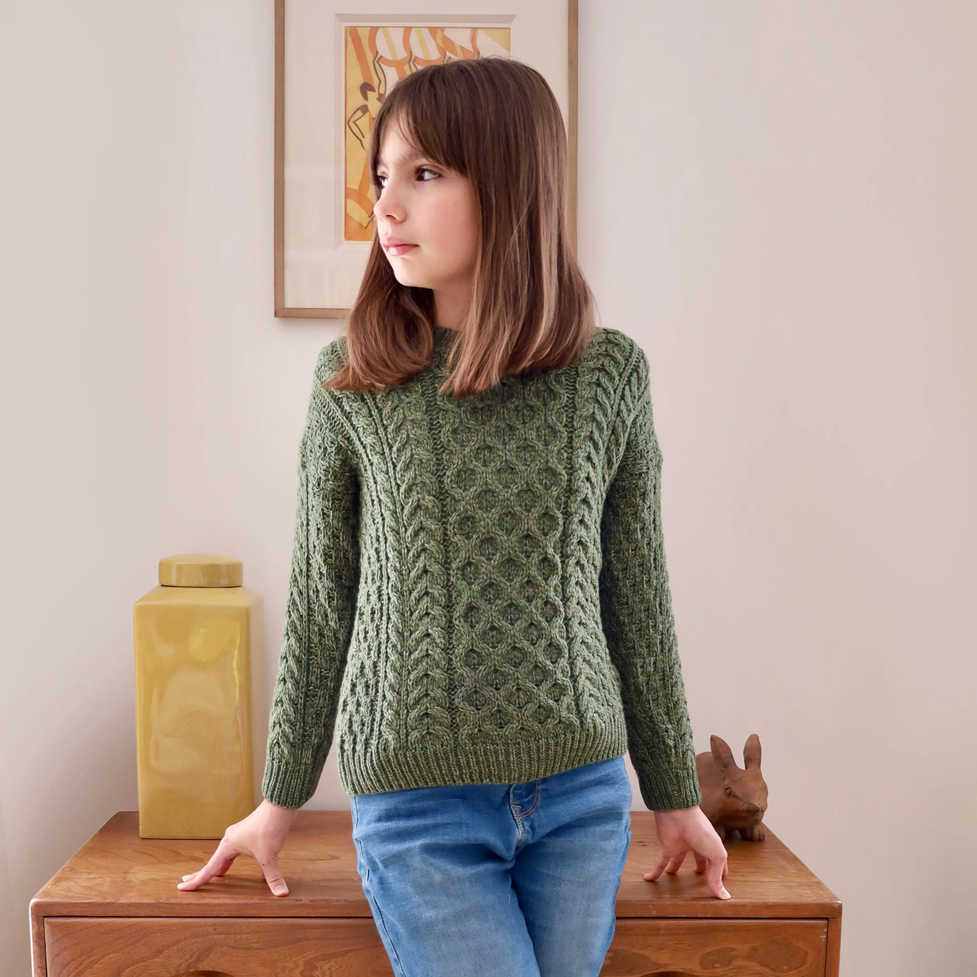 Cadogan Supersoft Merino Children's Sweater - Grass