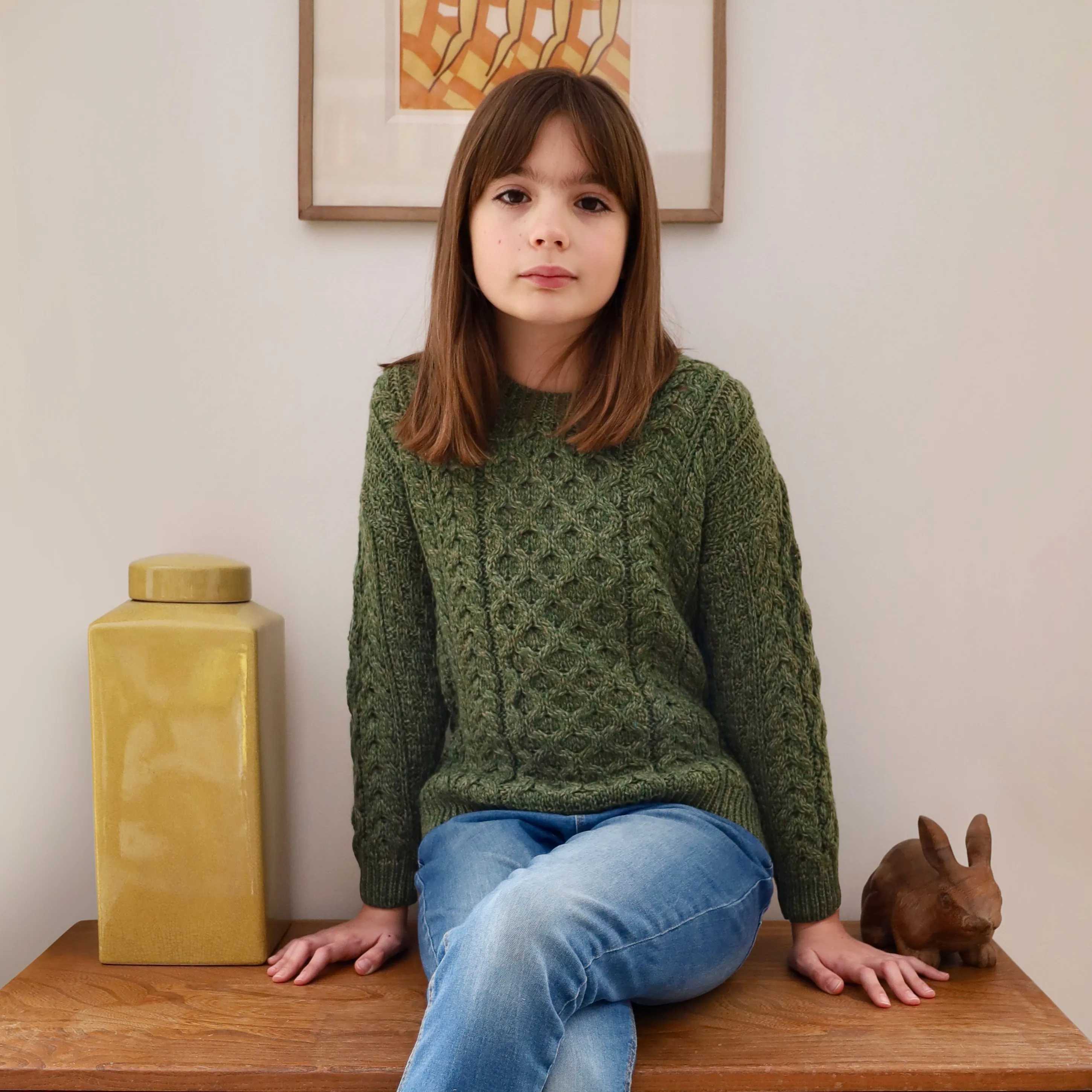 Cadogan Supersoft Merino Children's Sweater - Grass
