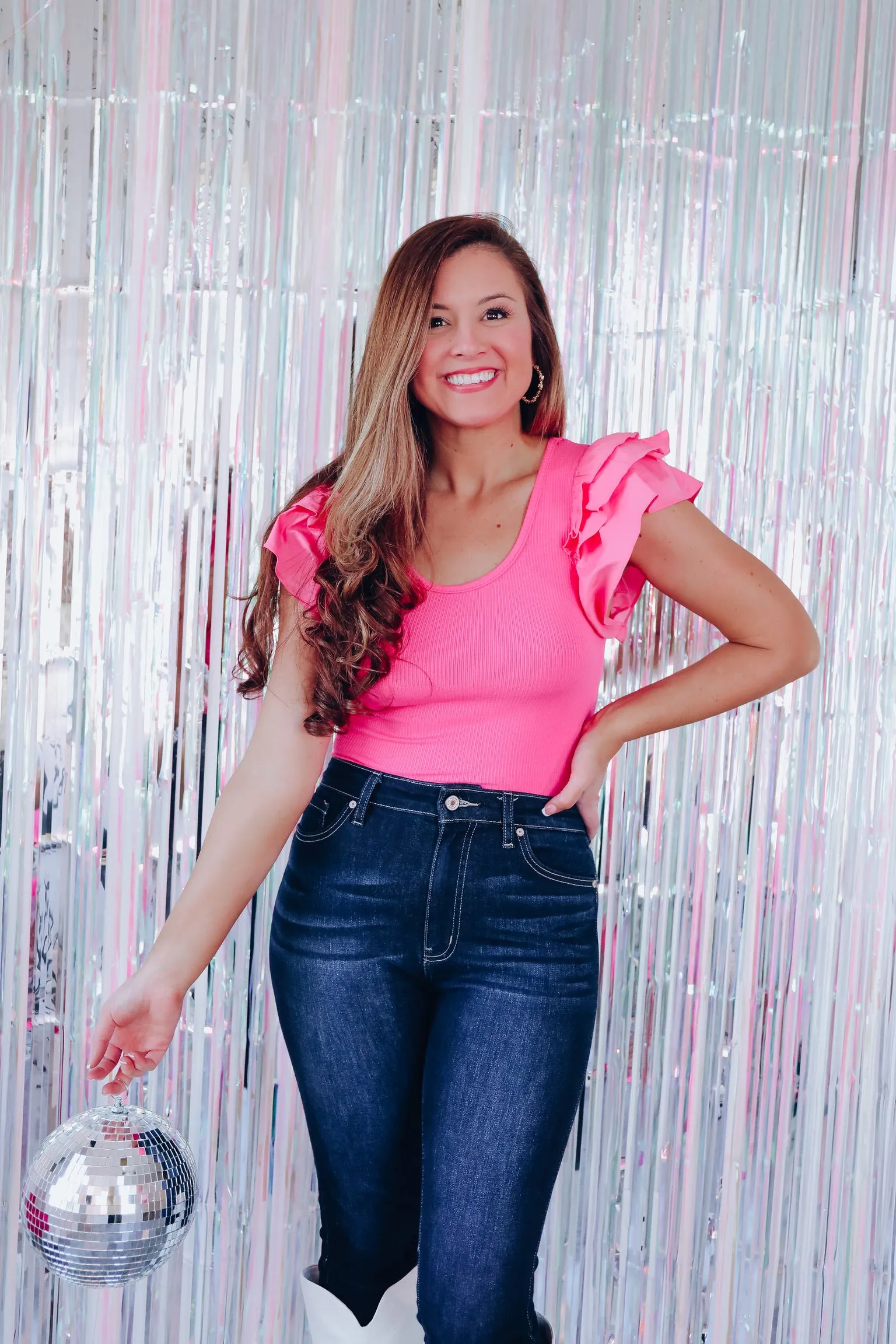 Calera Ruffle Cap Sleeve Bodysuit - Pink