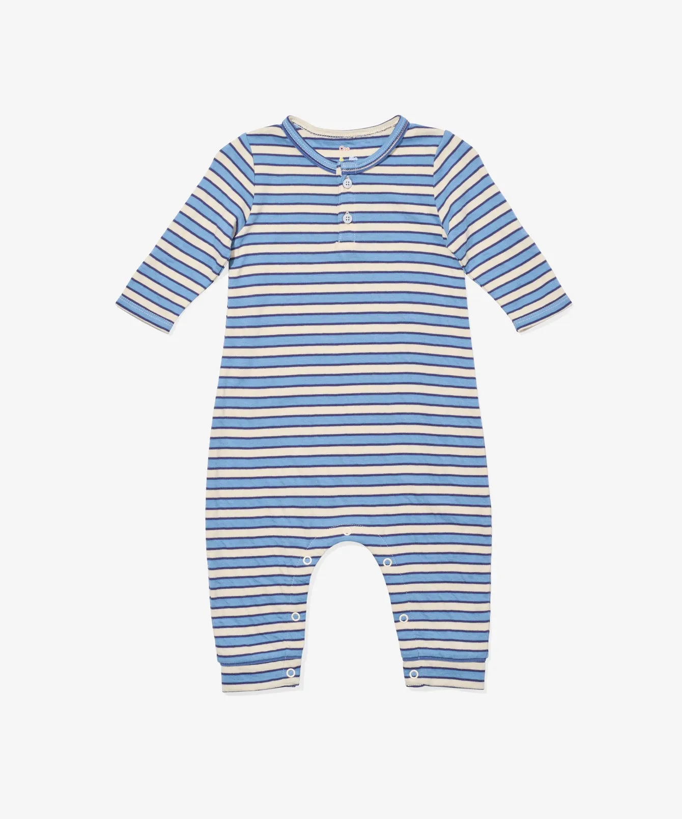 Campbell Romper, Blue Rugby Stripe
