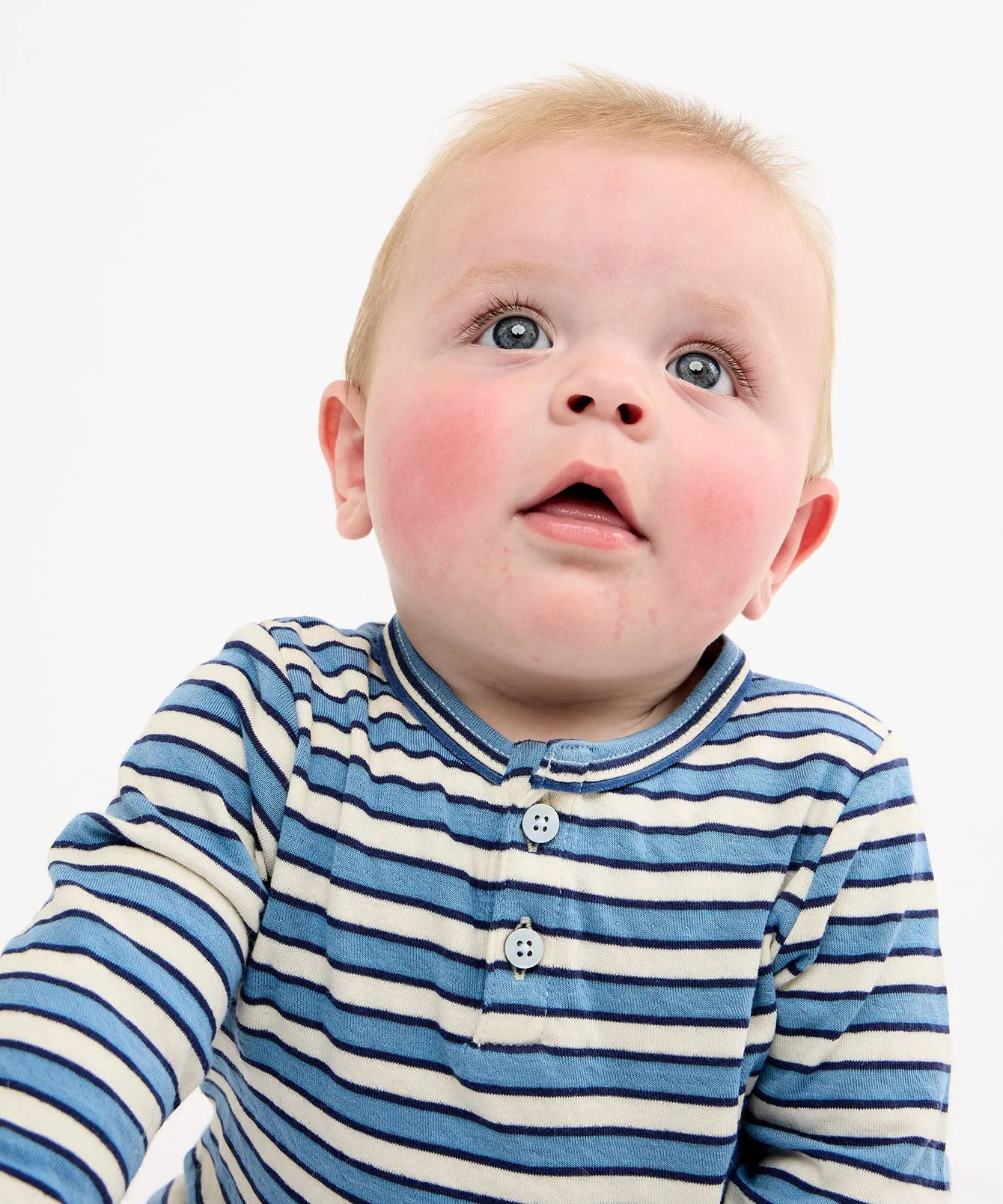 Campbell Romper, Blue Rugby Stripe