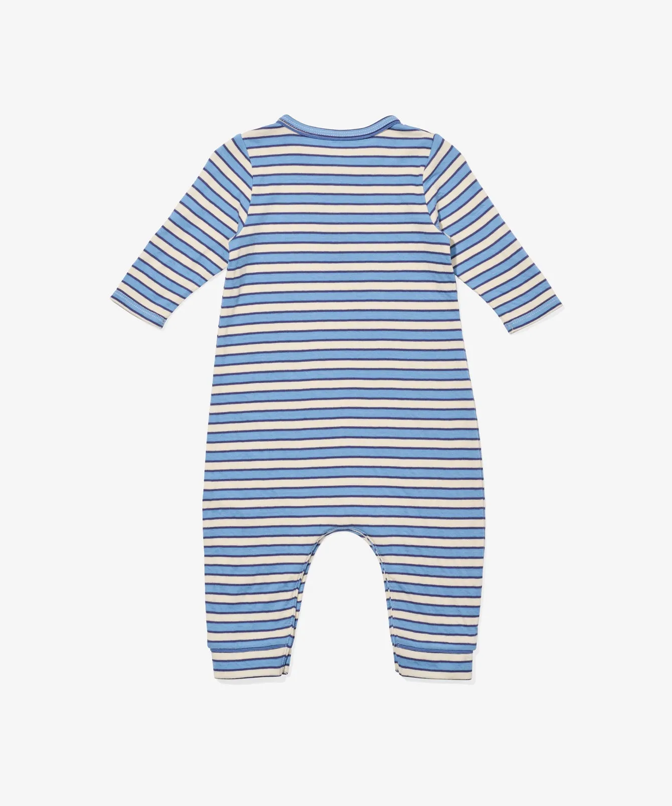 Campbell Romper, Blue Rugby Stripe