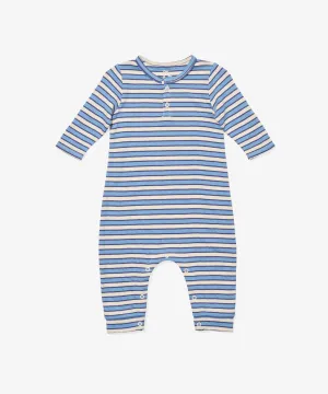Campbell Romper, Blue Rugby Stripe