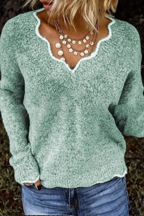 Casual Cute V-neck Pullover Top (5 Colors)