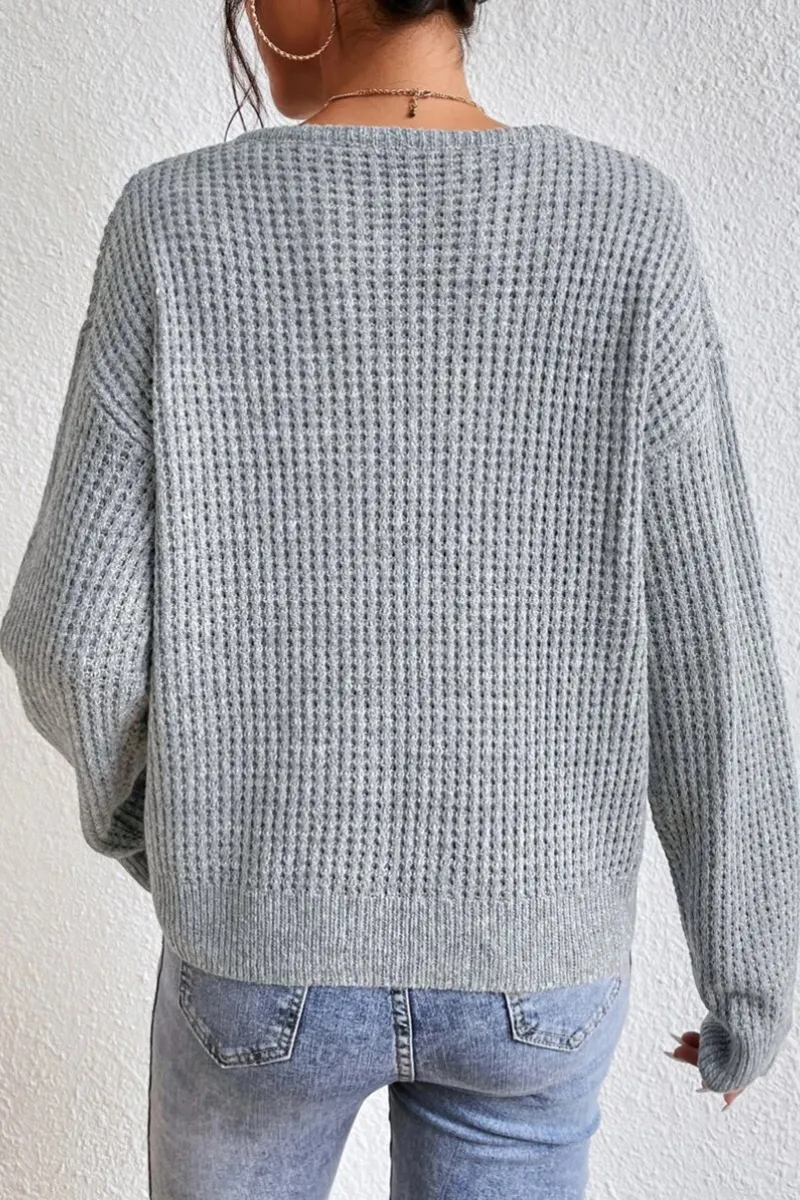 Casual Daily Solid Color Patchwork V Neck Sweaters