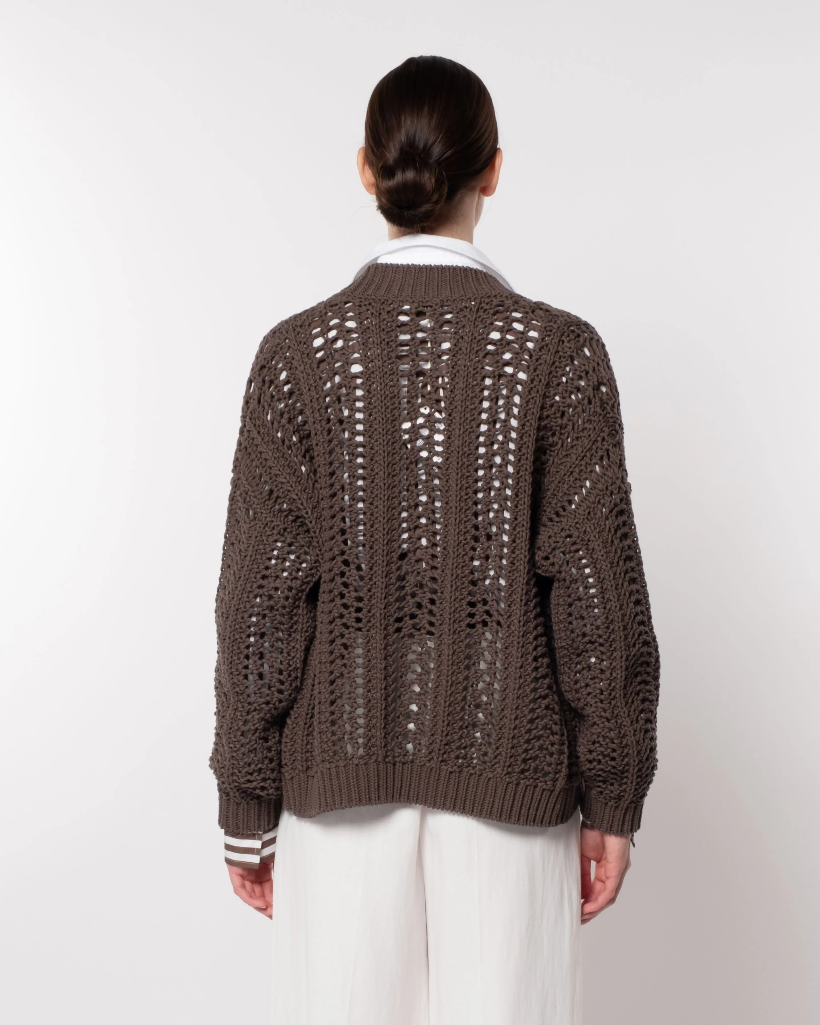 Chocolate Knit V Neck Cardigan