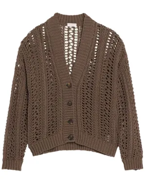 Chocolate Knit V Neck Cardigan