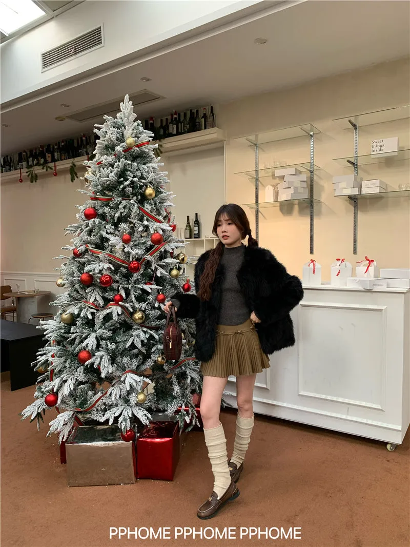 Christmas pleated bow skirt