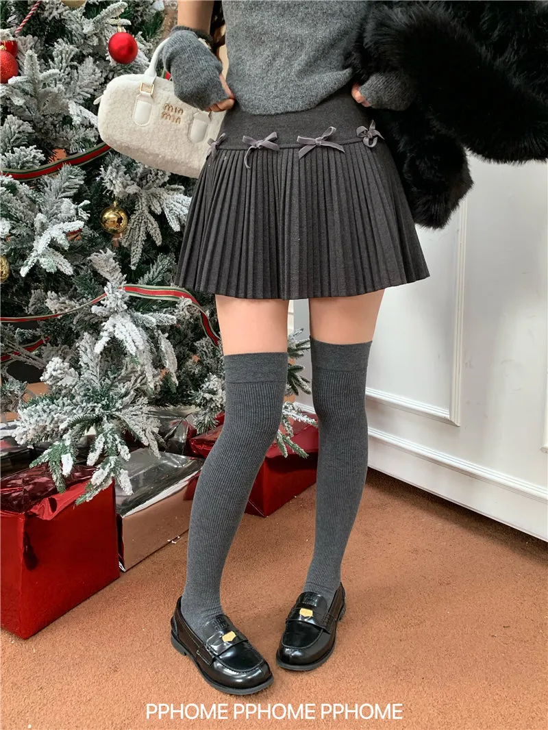 Christmas pleated bow skirt