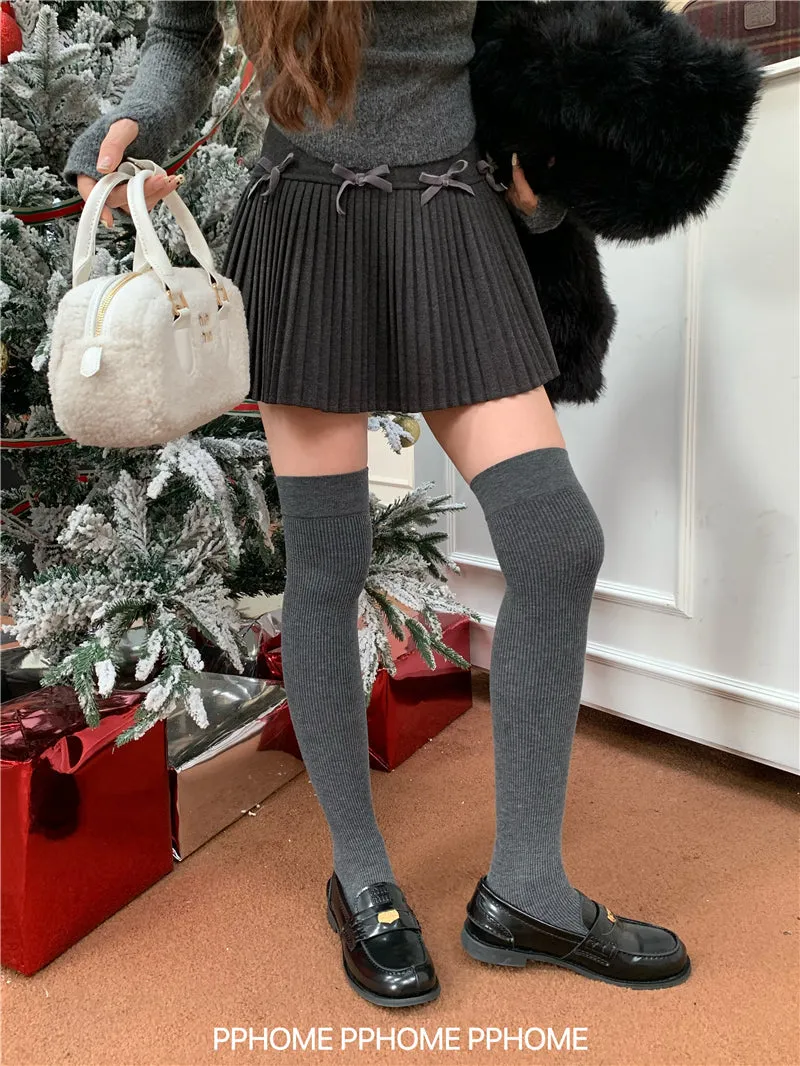 Christmas pleated bow skirt
