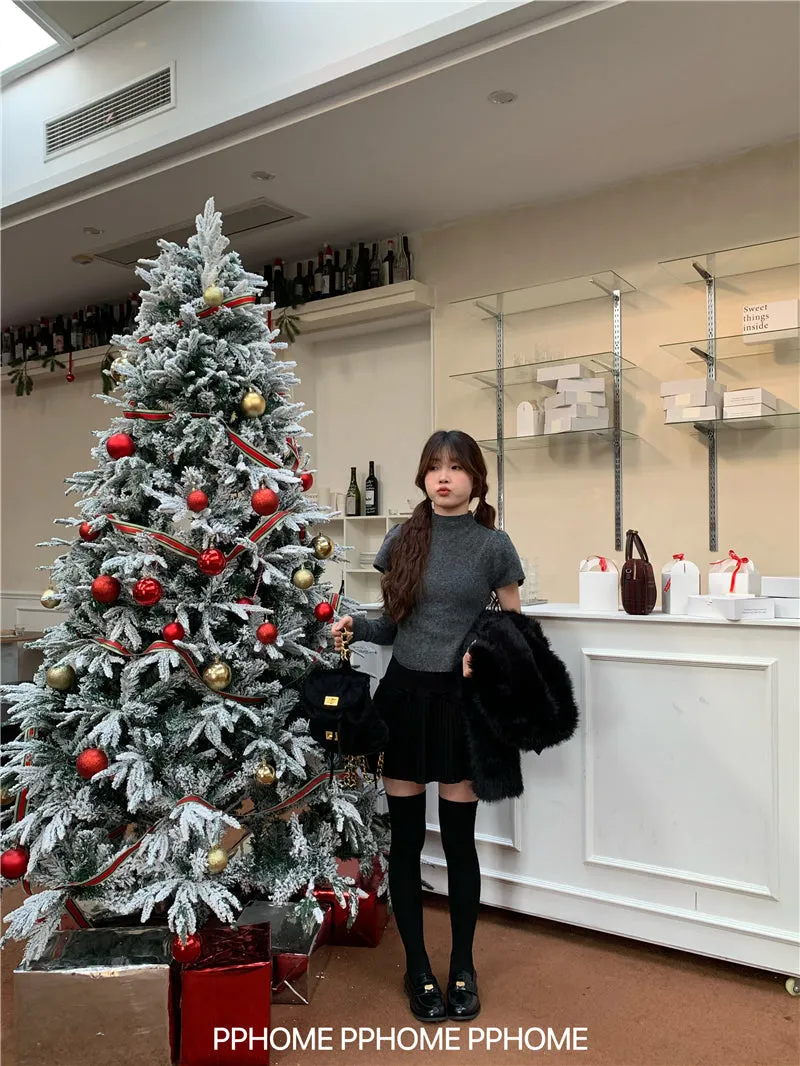 Christmas pleated bow skirt