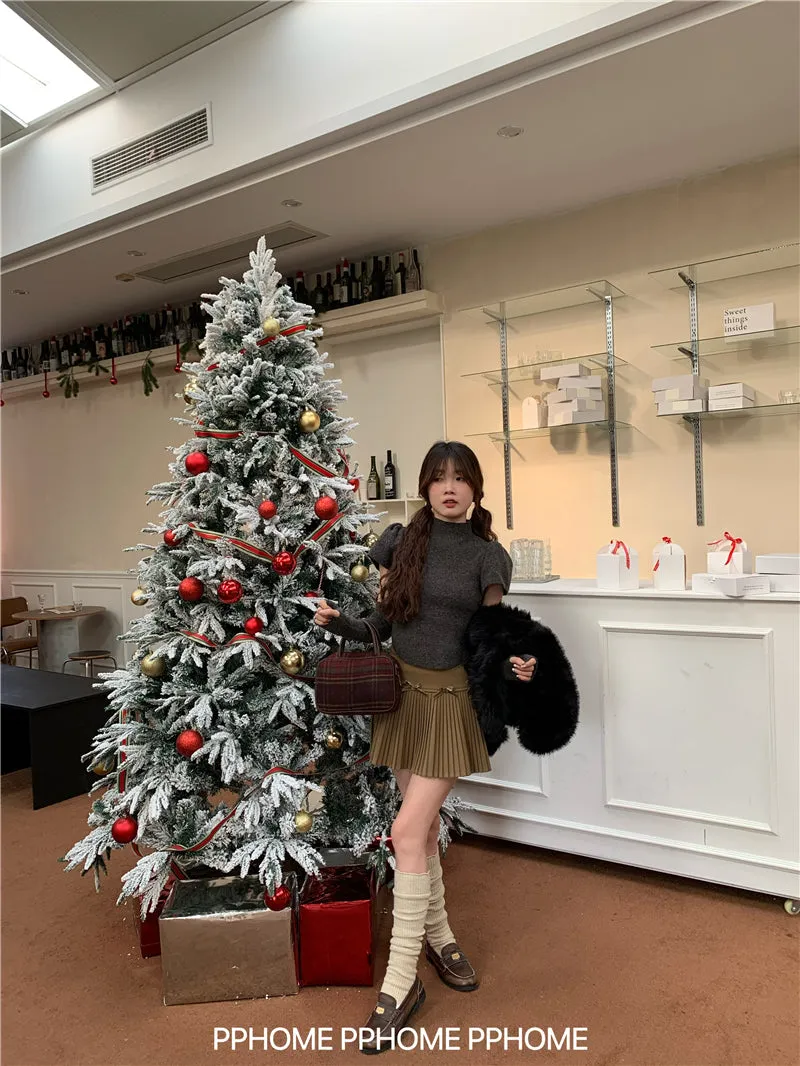 Christmas pleated bow skirt
