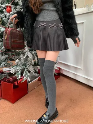 Christmas pleated bow skirt