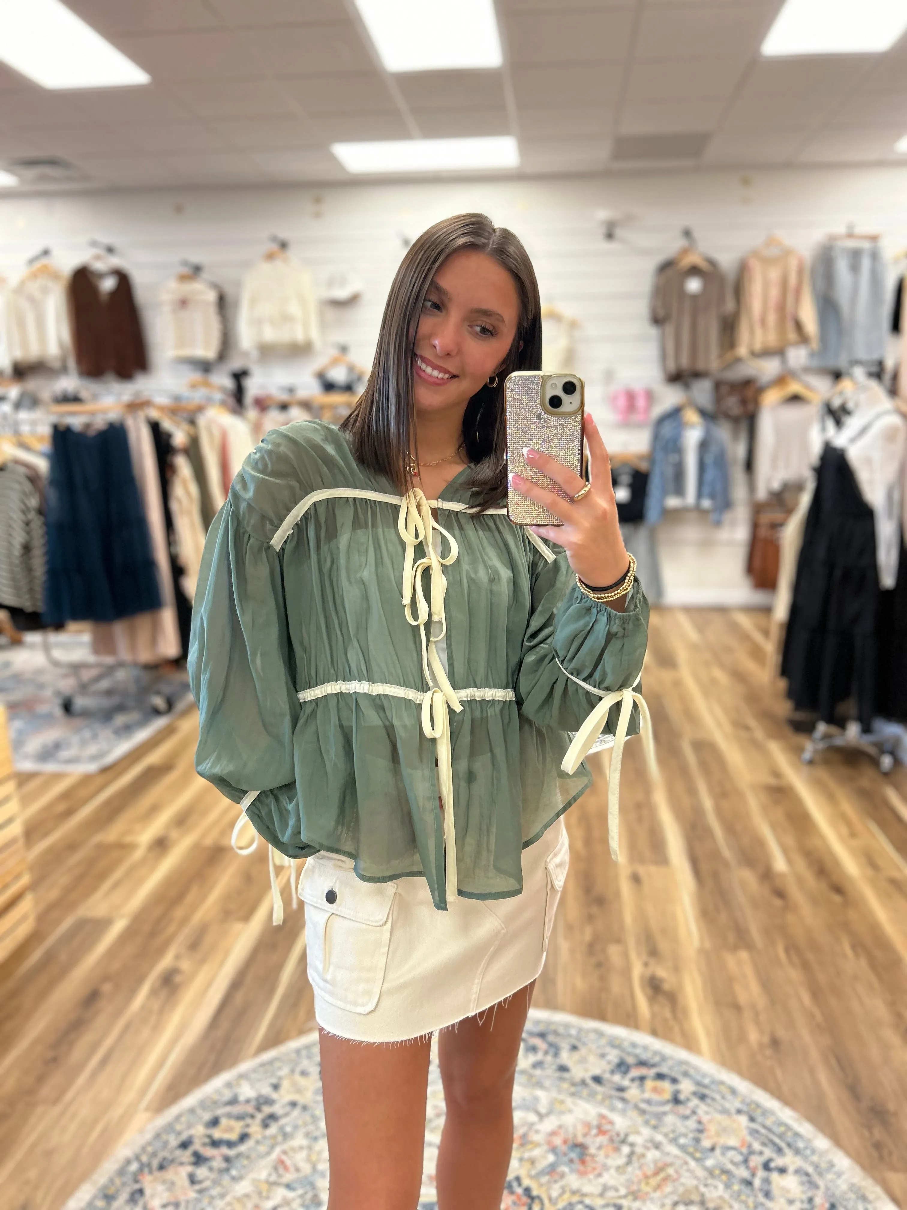 Claire Emerald Tie Top