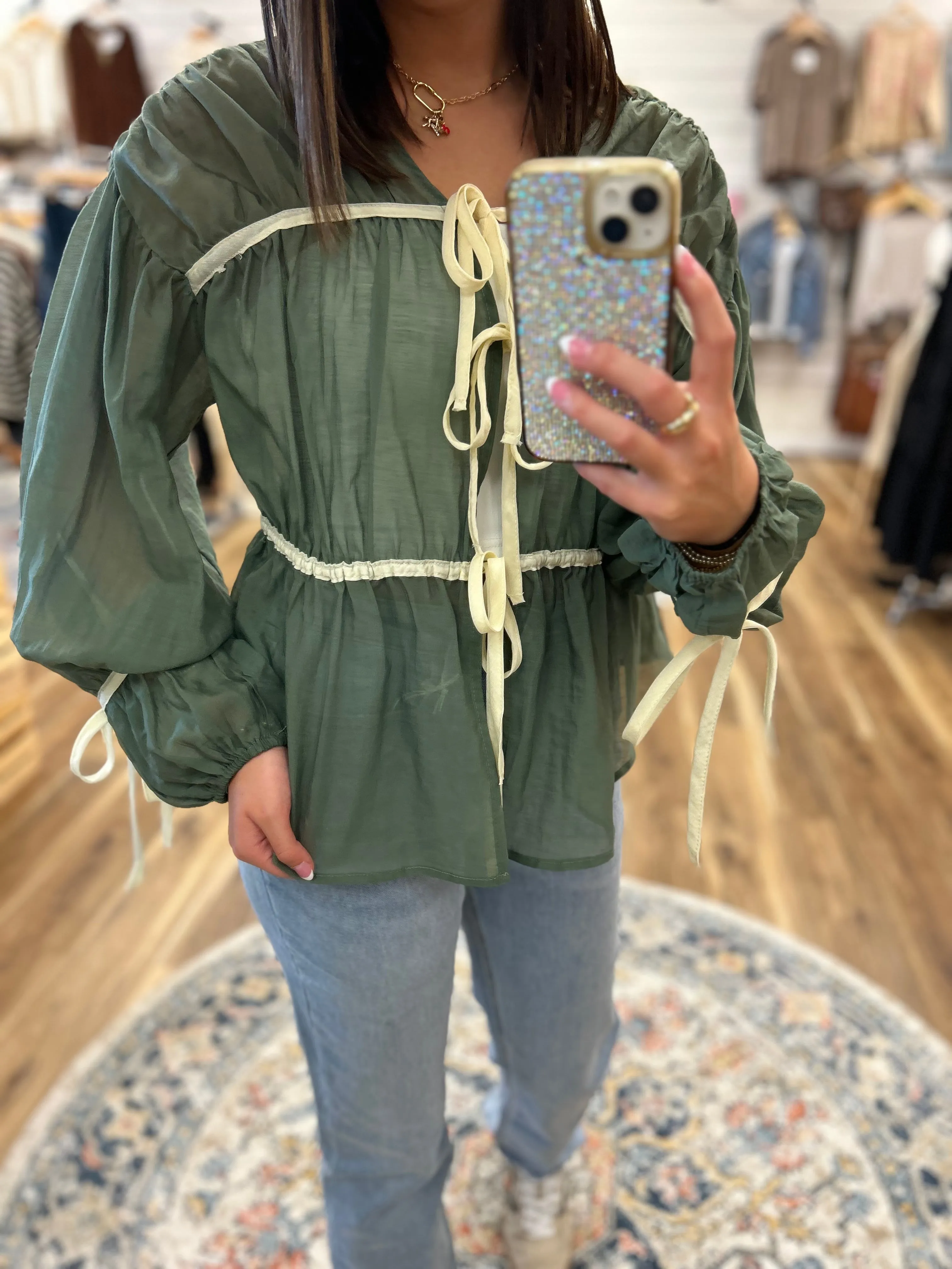 Claire Emerald Tie Top
