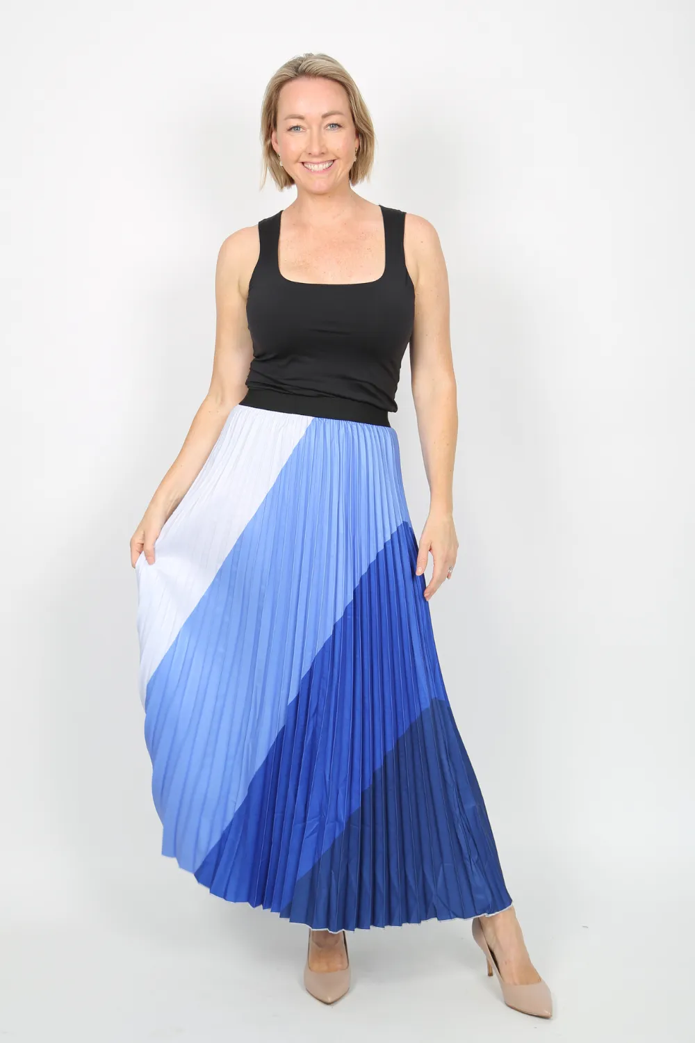 Contrast Pleated Skirt