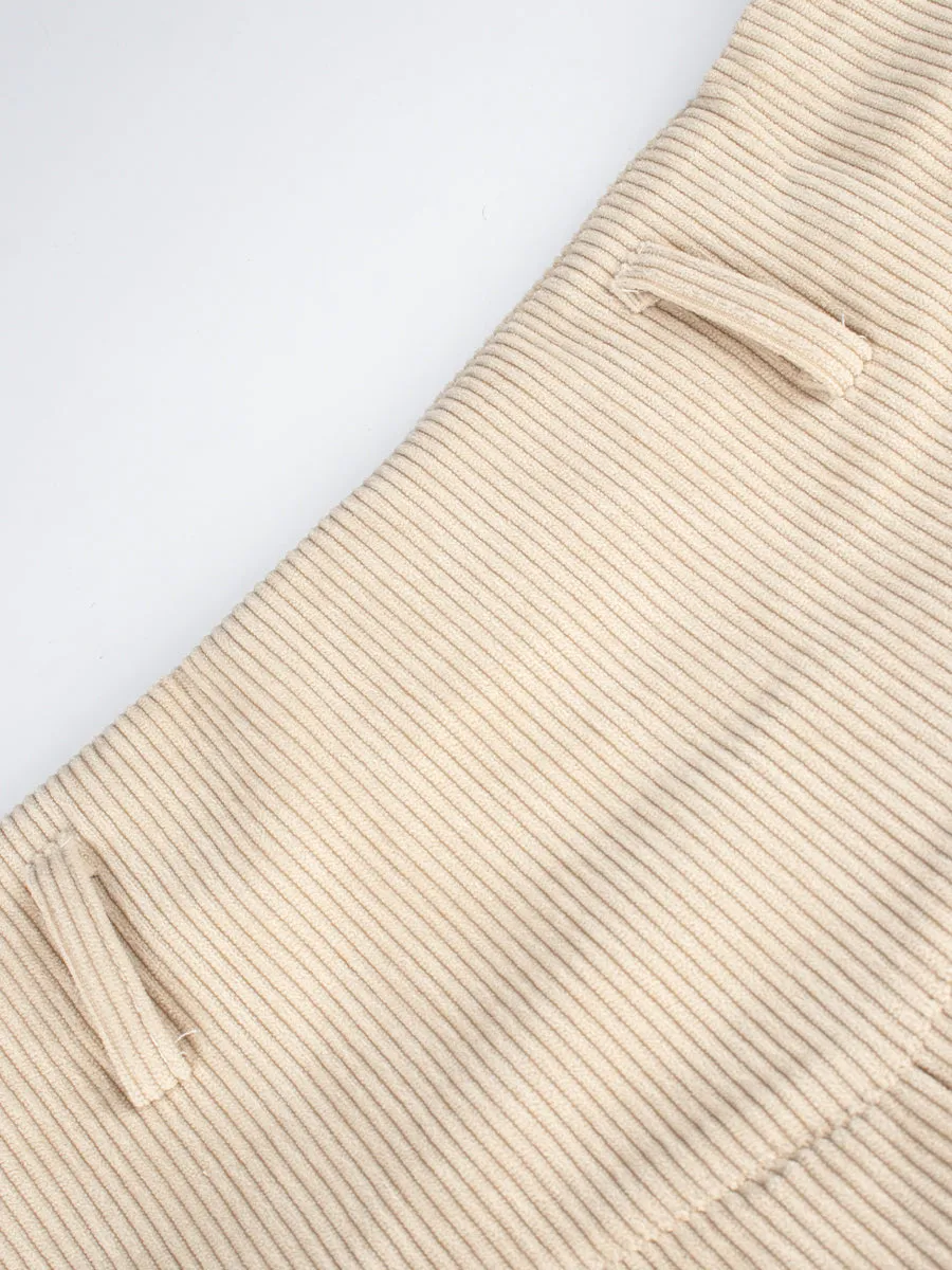 Corduroy Pleated Skirt with Belt