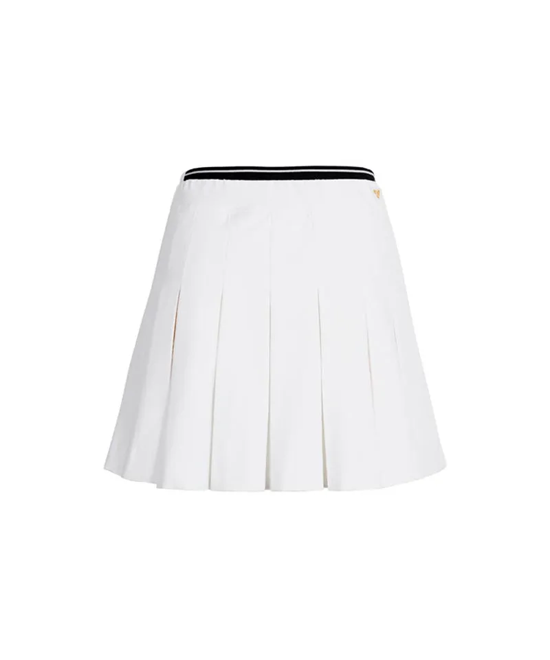 CREVE NINE: Logo Swing Pleated Skirt - White