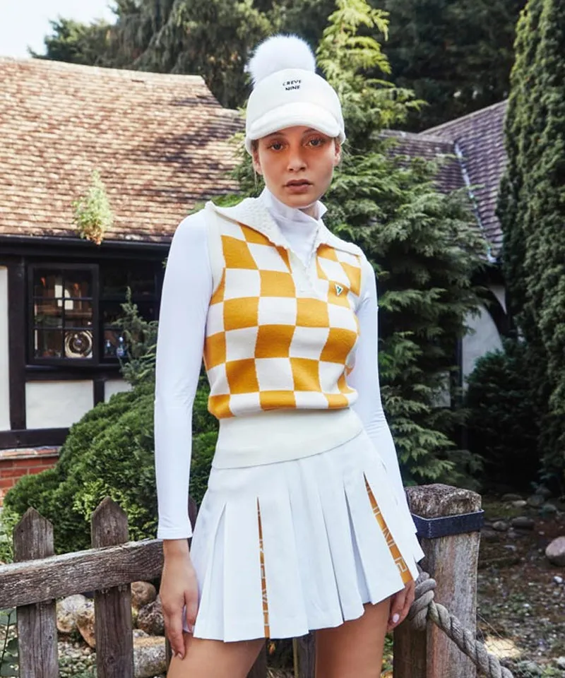 CREVE NINE: Logo Swing Pleated Skirt - White