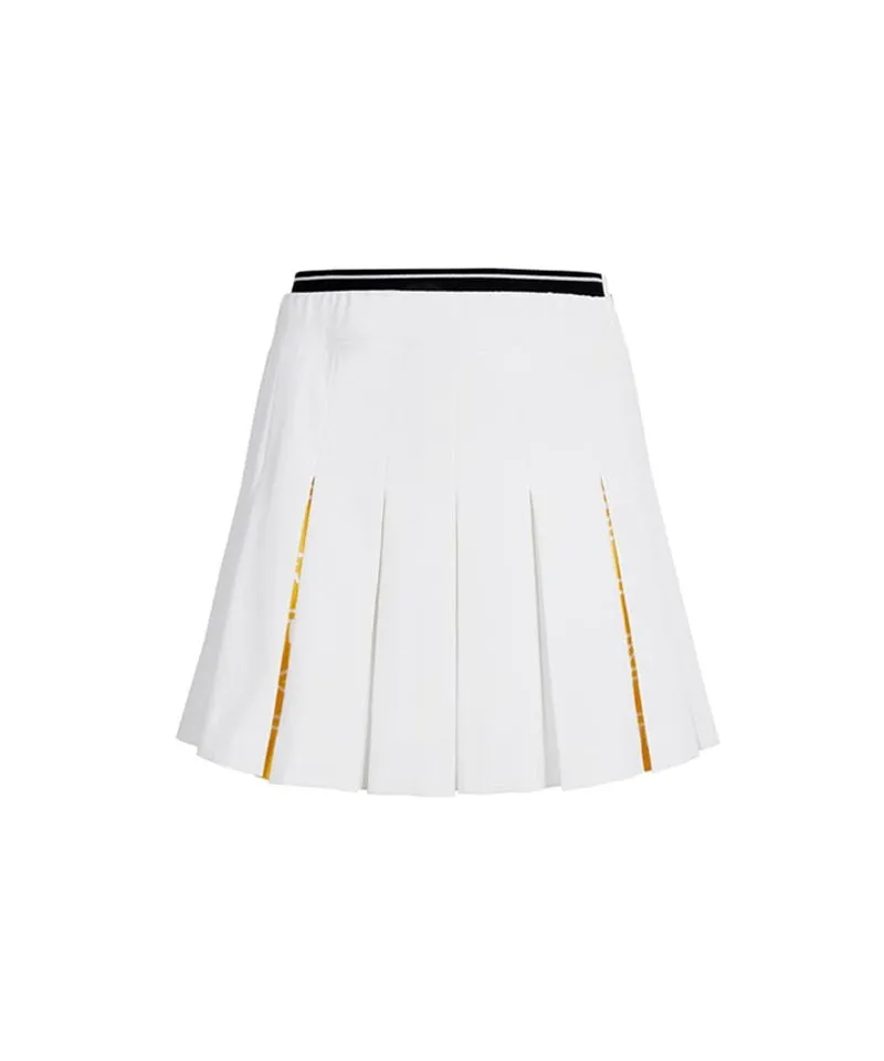 CREVE NINE: Logo Swing Pleated Skirt - White